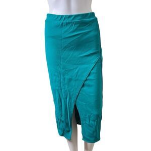 21 Saints Pull on Midi Skirt Teal Size Large